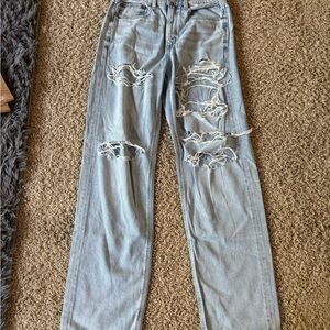 American Eagle Outfitters Light Blue Distressed Women's Flare Jeans